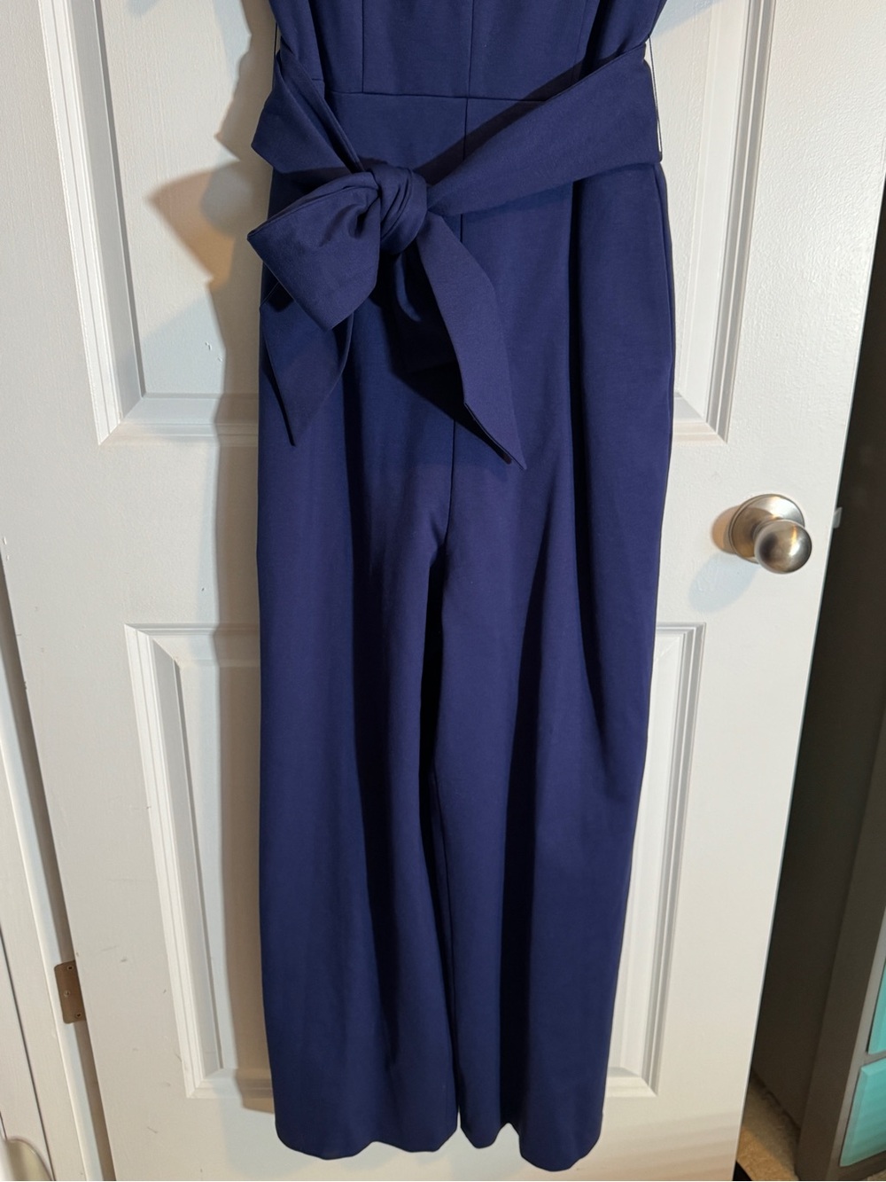 kate spade Royal Blue Short-Sleeve Belted Wide-Leg Jumpsuit - Picture 8 of 11